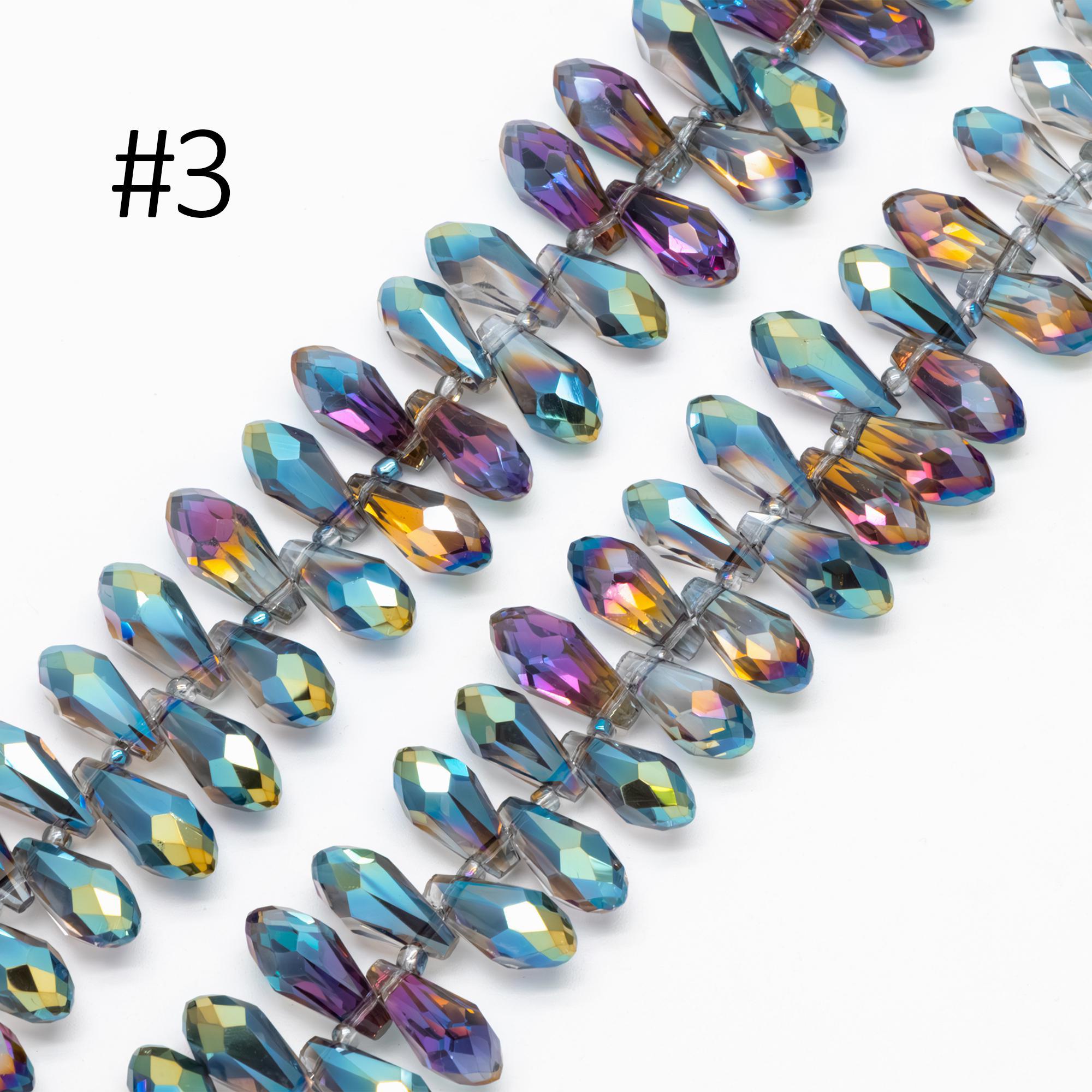 95 beads- Sparkly Crystal Teardrop Beads: Faceted Glass Drops for Jewelry Making 17x8mm, (HS-16)